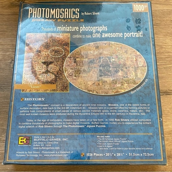 Photomosaic Lion Jigsaw Puzzle by Robert Silvers NEW 1000 Pieces - Picture 3 of 7